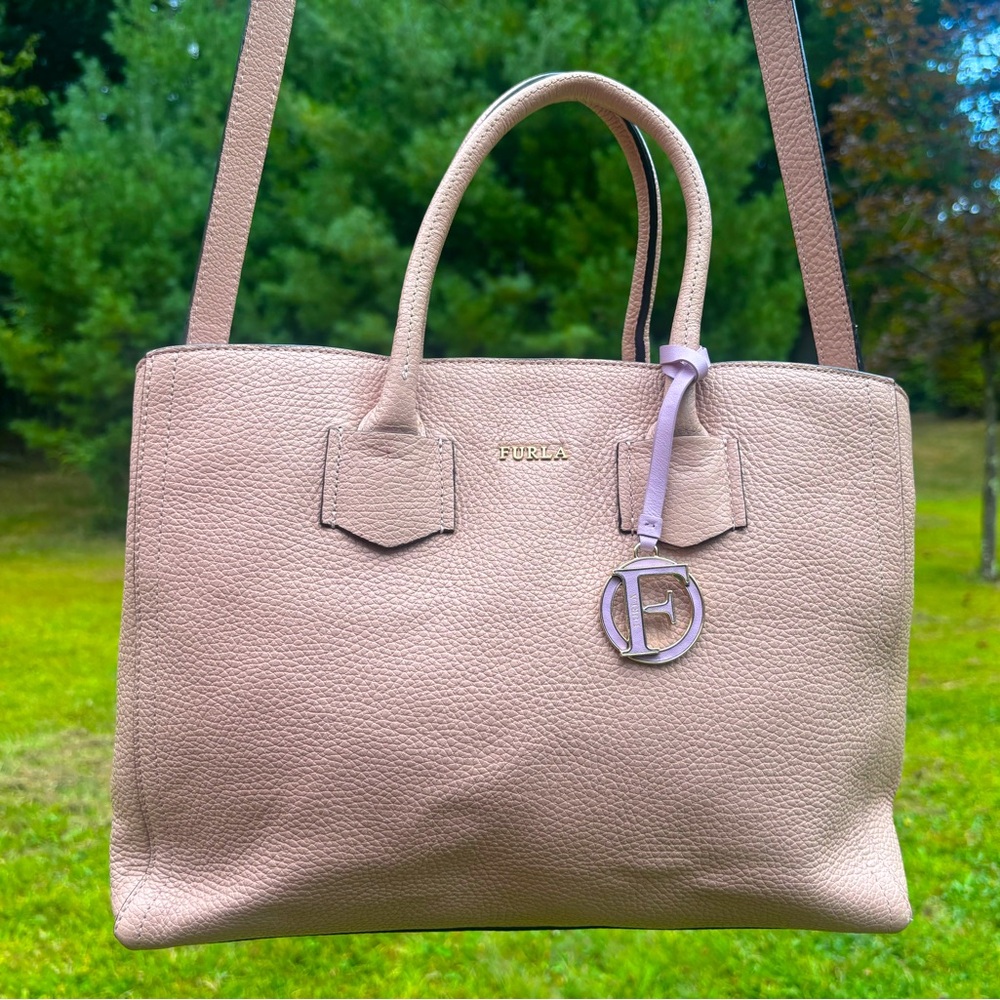 Furla Pink Leather Tote Bag - Blush Pink
